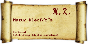 Mazur Kleofás névjegykártya